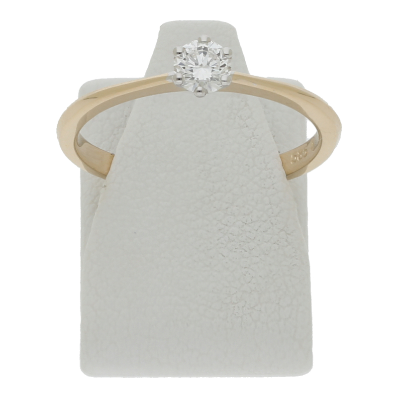 Diamantring 585/14 K Gelb-/Weißgold Brillanten Solitärring 1 Brillant ca. 0,20ct.  (H) Weiß (Vs) Sehr kleine Einschlüsse