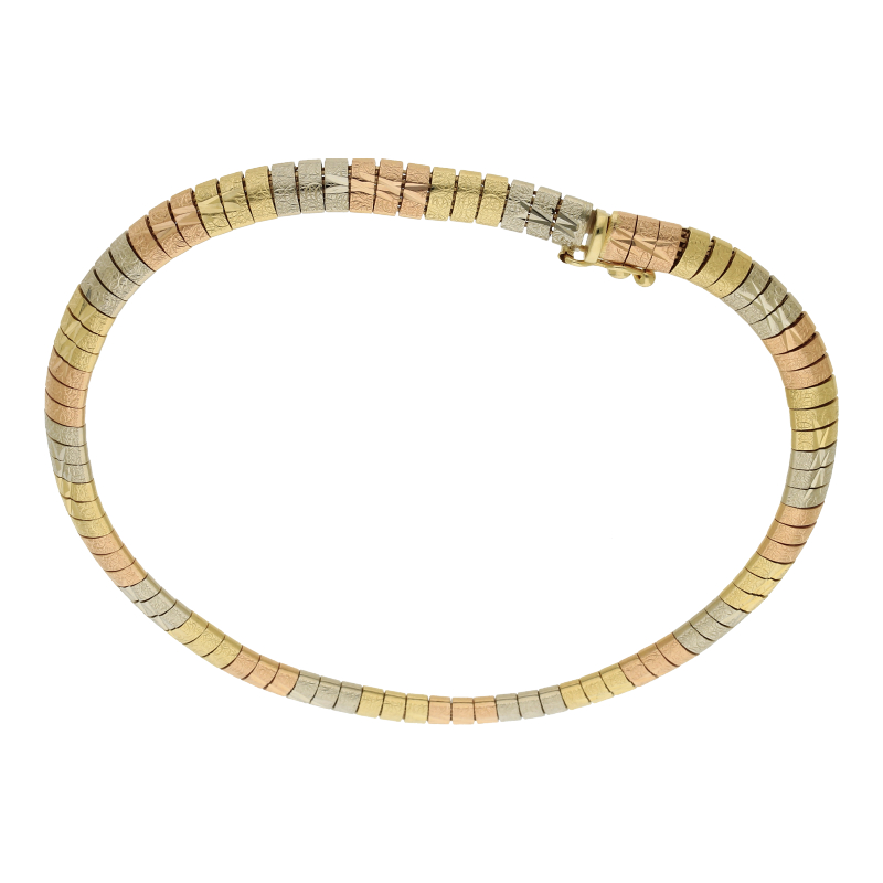 Armband Tricolor 20,5 cm Länge 585/ 14 K