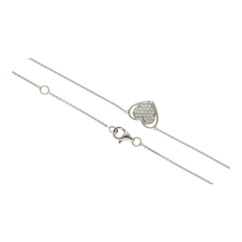 Herz Collier 45 cm Länge 925/ Silber