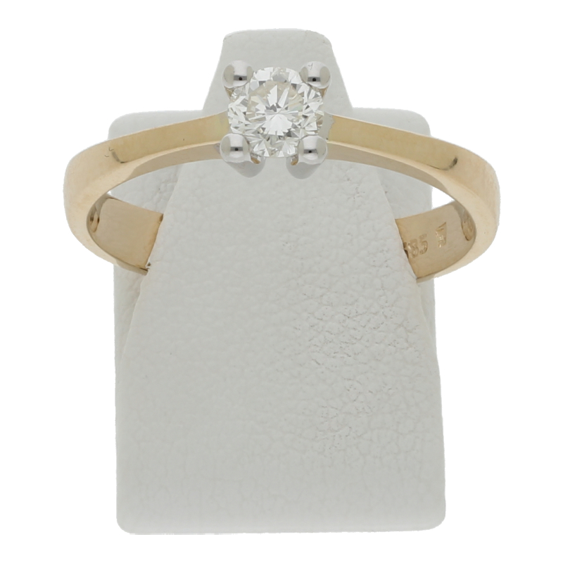 Diamantring 585/14 K Gelb-/Weißgold Solitärring 1 Brillant ca. 0,40ct.  (I-J) Leicht getöntes Weiß (Si) Kleine Einschlüsse