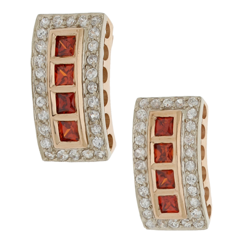 Farbsteinohrringe 585/14 K Rotgold Zirkonia 18 x 9 mm