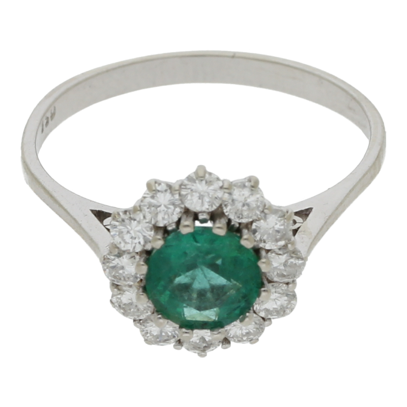 Smaragd Brillant Ring 750/ 18 K Weißgold