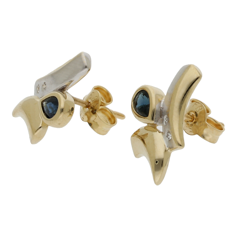 Saphir Diamant Ohrstecker 585/ 14 K Gold