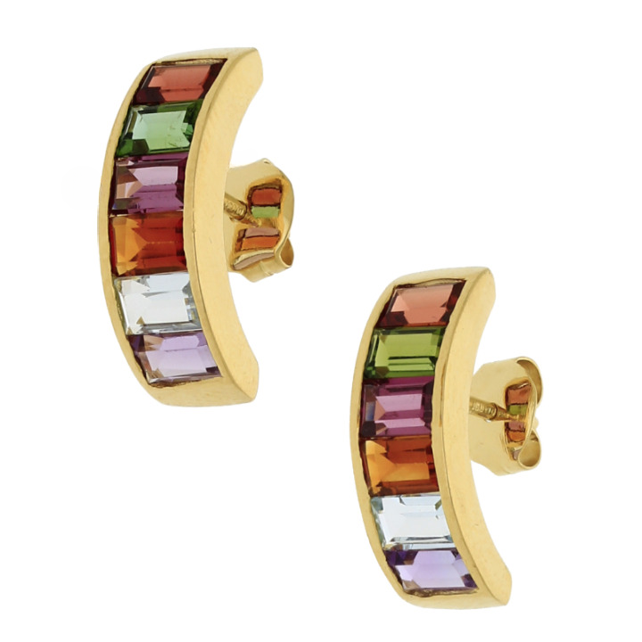 Rainbow Edelstein Creolen Ohrstecker 750 Gold