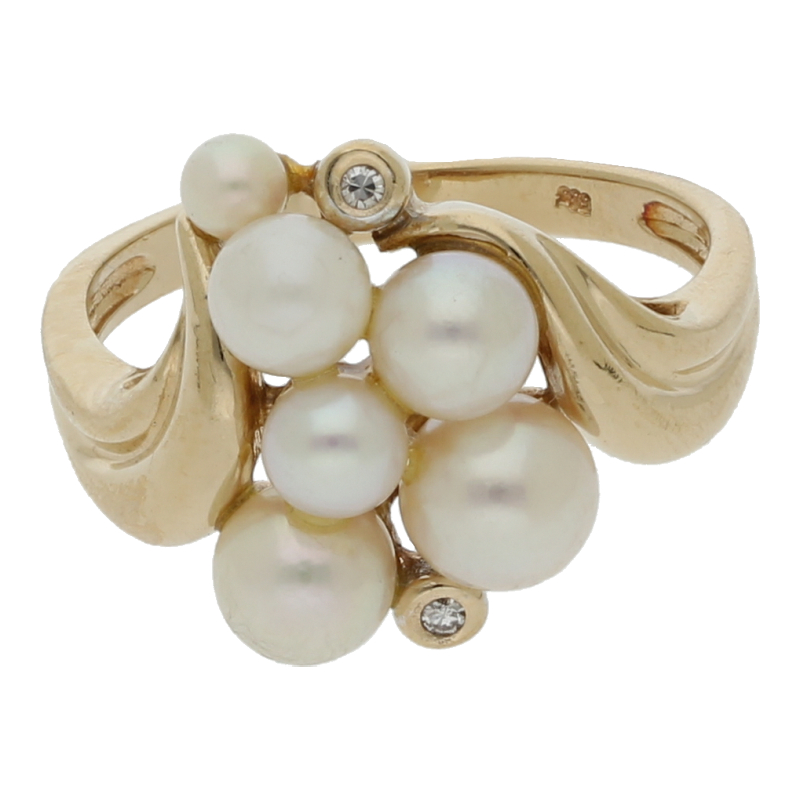 Zuchtperle Diamant Ring 585/ 14 K Gold