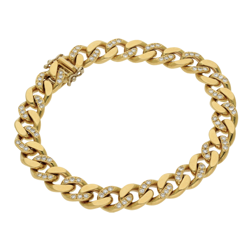 Massives Panzerarmband mit Brillanten 750/ 18 K Gold