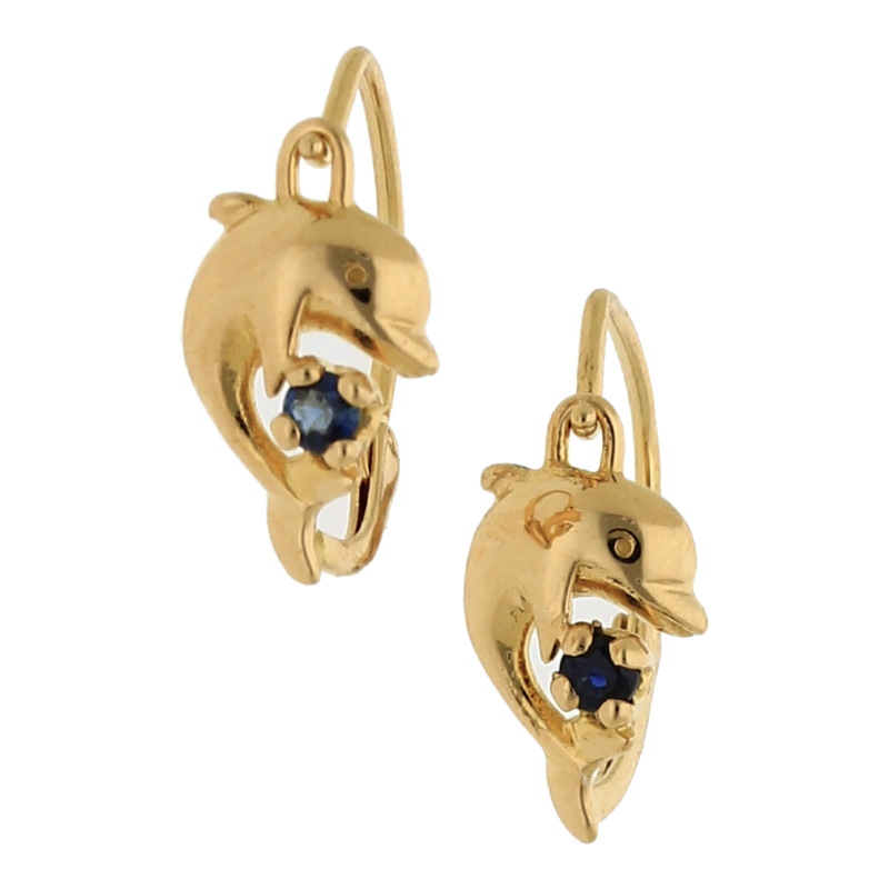 Delphin Saphir Ohrringe 750/ 18 K Gold