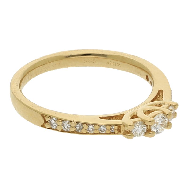 Diamantring 585/14 K Gelbgold 15 Brillanten ca. 0,25ct.  (H) Weiß (Si) Kleine Einschlüsse