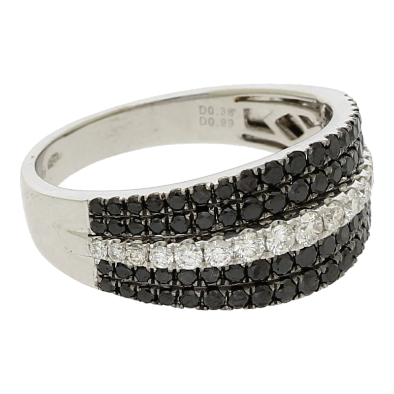 Ring 18K Weißgold schwarze u. weiße Diamanten 1,37 ct