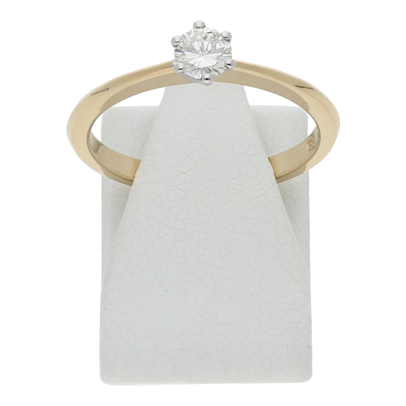 Ring 585/14 K Gelb-/Weißgold 1 Brillant ca. 0,26ct.  (H) Weiß (Si) Kleine Einschlüsse