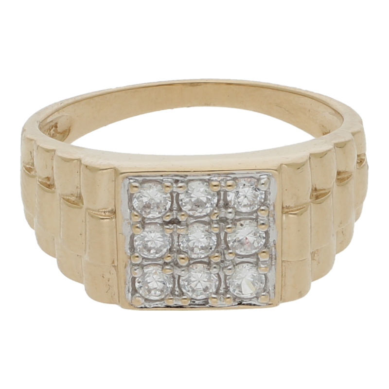 Herren Ring mit strahlenden weißen Steinen 333 Gold