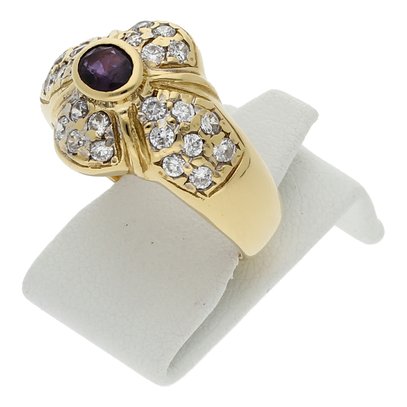 Farbstein Zirkonia Ring 750/ 18 K Gold