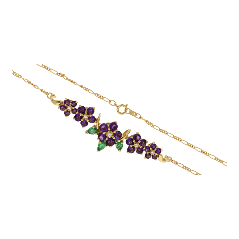Amethyst Chromdiopsid Brillant Collier 750/ 18 K Gold