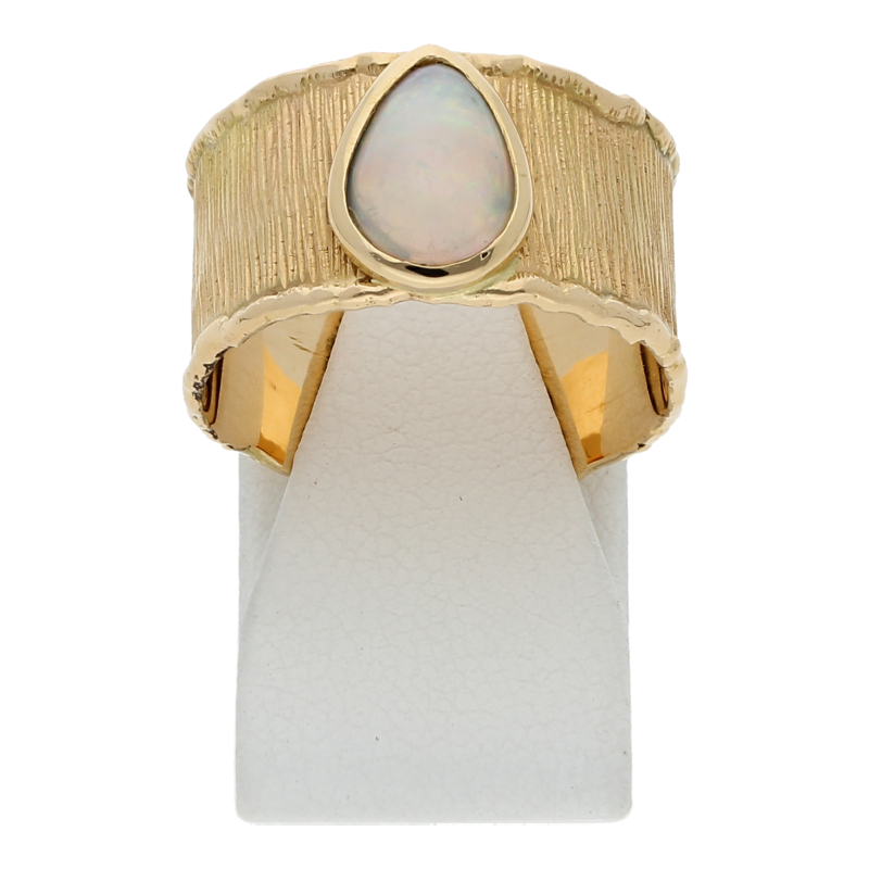 Opal Tropfen Ring 750 Gold Handarbeit