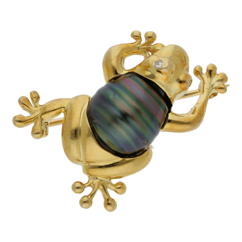 Tahiti Frosch Diamant Brosche 14K/585 Gold