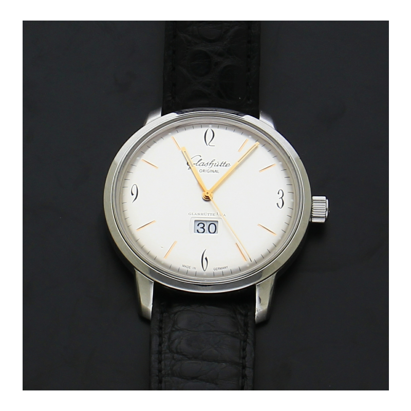 Glashütte Original Senator Sixties Panoramadatum 39-47-01-02-04 Edelstahl 42mm Automatik Full Set 2010