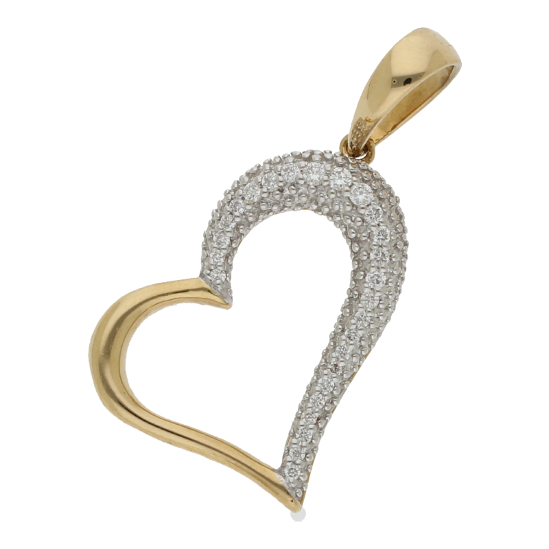 Diamant Herz Anhänger 750 Gold Bicolor