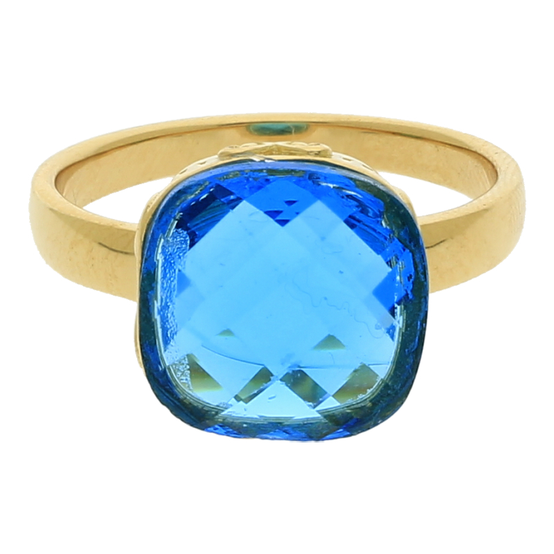 Farbsteinring 750 /18 K Gelbgold Farbsteine Cocktail Ring Weite 58