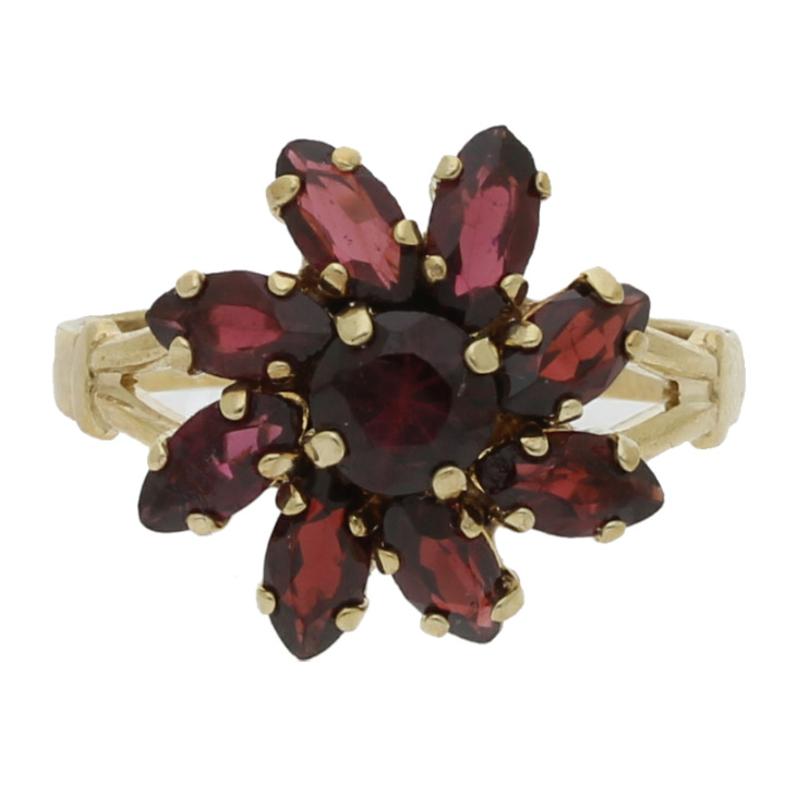 Farbsteinring 333/8 K Gelbgold Granat Weite 59