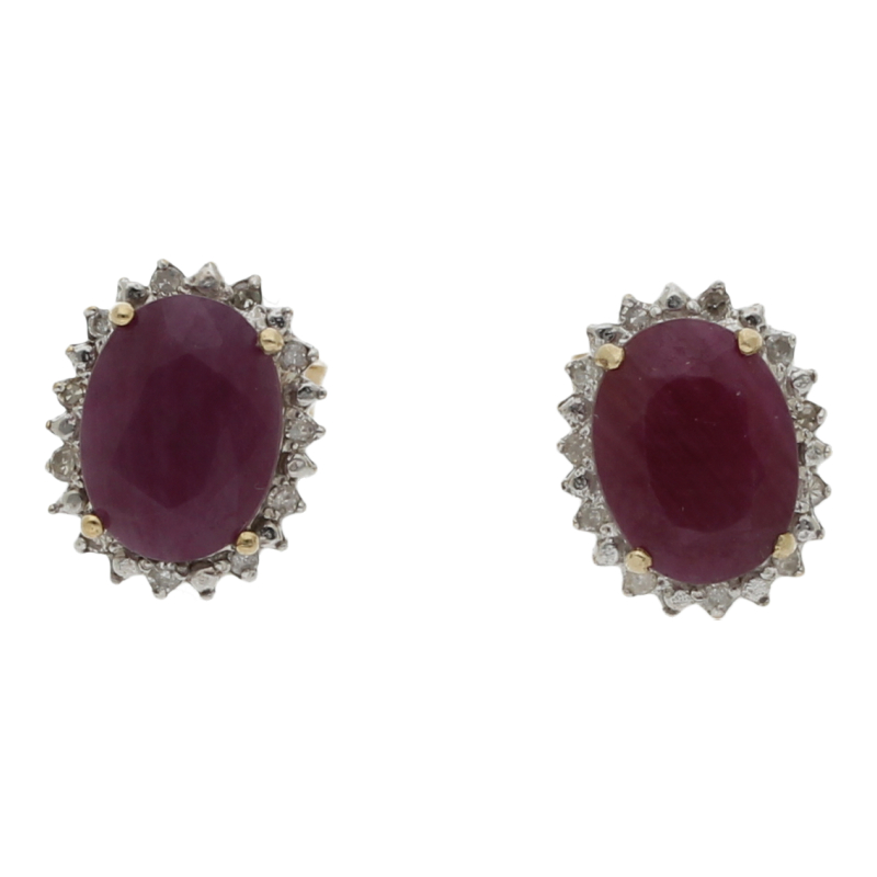 Rubin Diamant Ohrstecker 375/ 9 K Gold