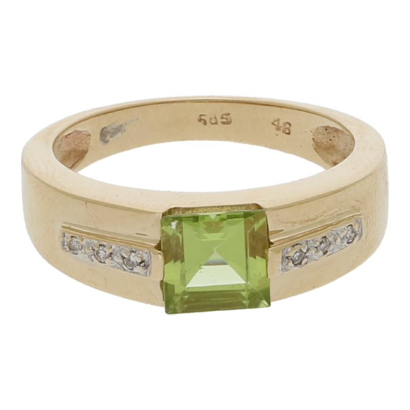 Peridot Diamant Ring 585/ 14 K Gold