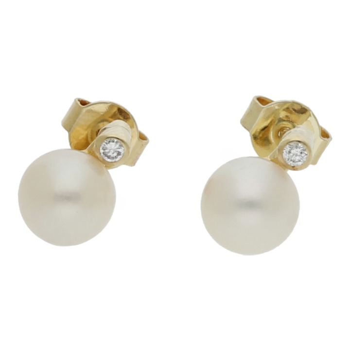 Zuchtperle Brillant Ohrstecker 585/ 14 K Gold