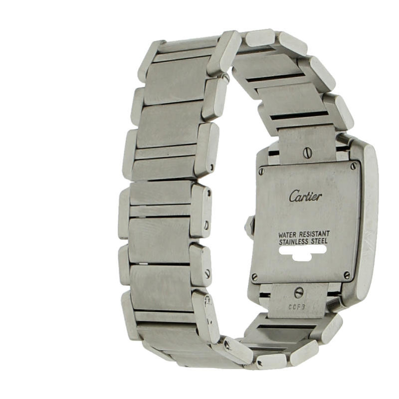 Cartier Tank Française W51011Q3 2000 Edelstahl Quarz Full Set neue Batterie