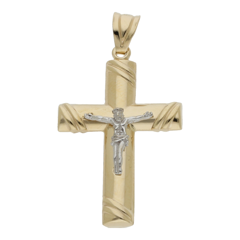 Anhänger Kreuz 585/14 K Gelb-/Weißgold Länge 3,4 cm Breite 1,8 cm