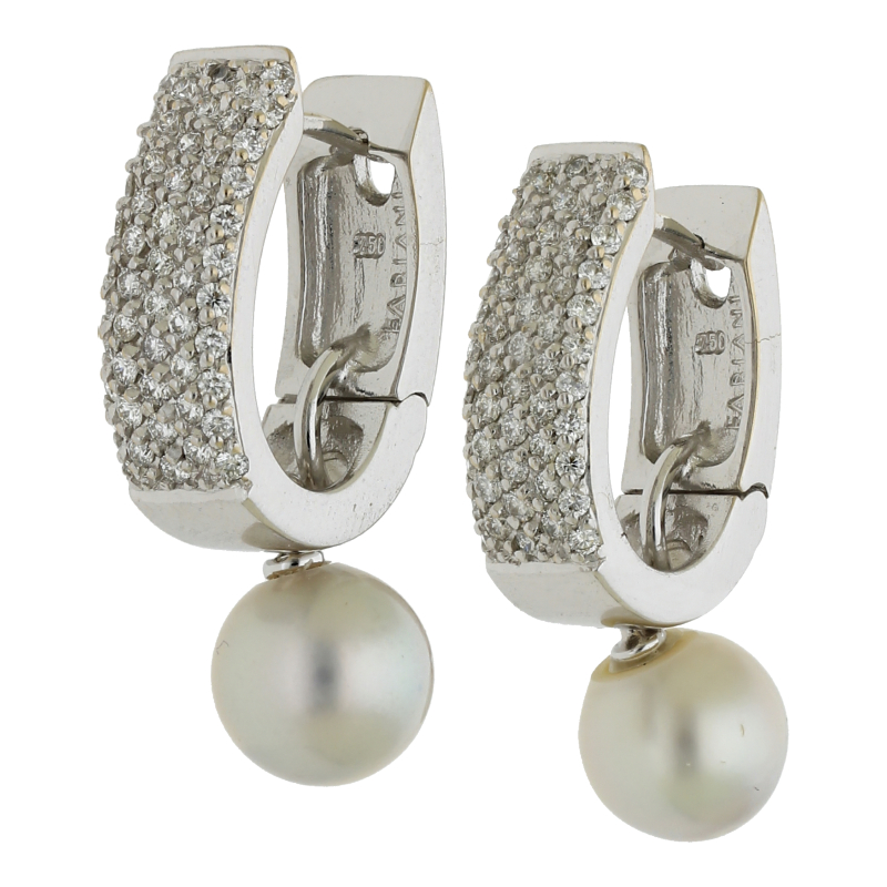 Perl Creolen mit Brillant 18K/750 Weißgold/NP ca. 2900.-