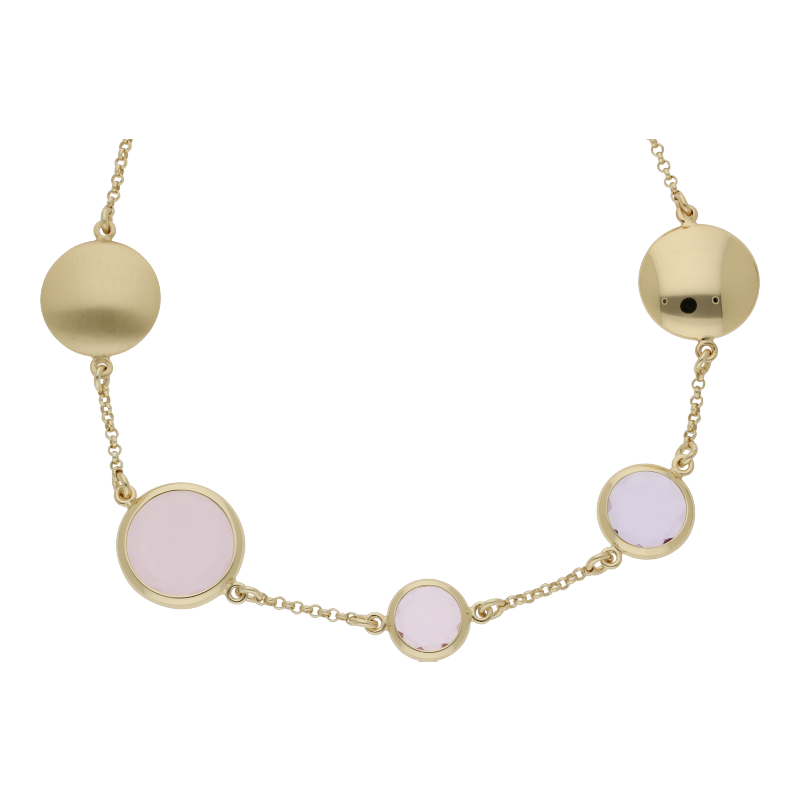 Collier mit Farbsteine Länge 45 cm 925/- Silber vergoldet