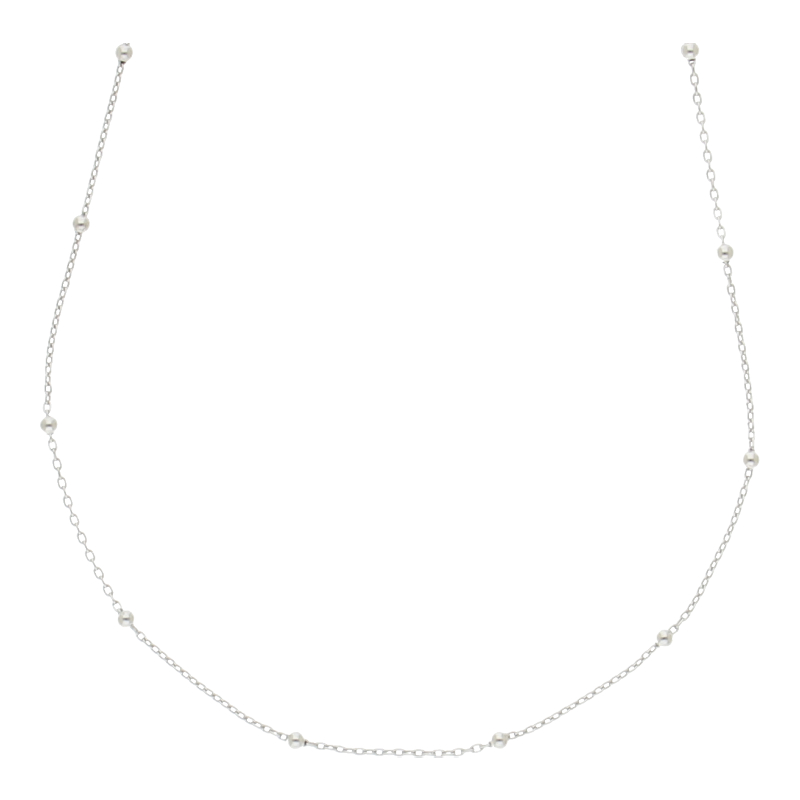 Kugelkette 925/ Silber rhodiniert 42 cm Länge
