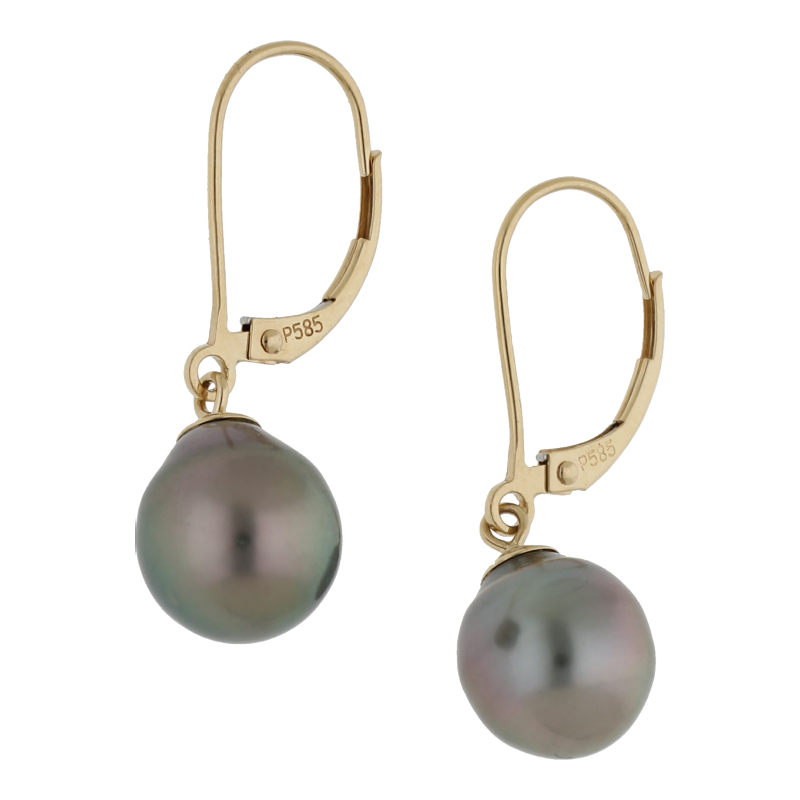 Schwarze Tahiti-Perl Ohrringe 14K/750