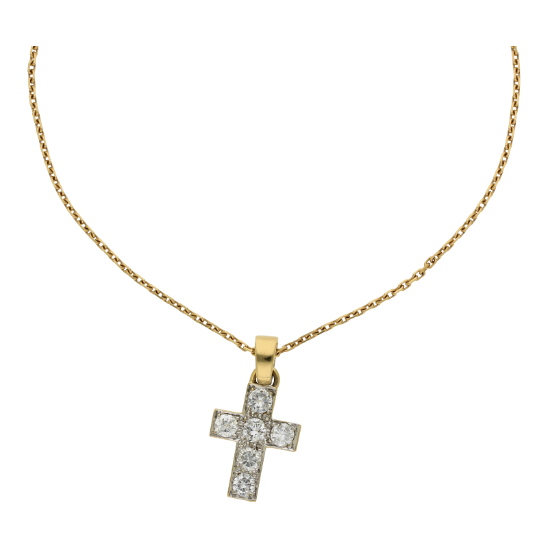 Brillantkreuz mit Kette 18K/750/ 1 Karat Diamant