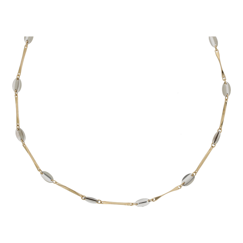 Halsschmuck 585/14 K Gelb-/Weißgold Länge 40 cm, ca. 1,5-2,5 mm