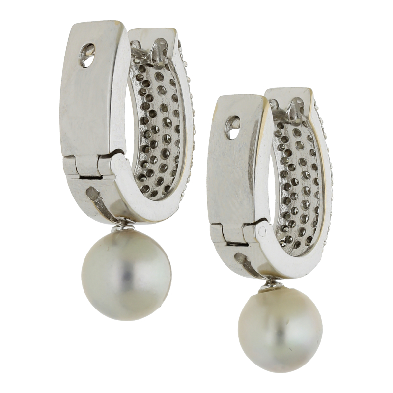 Perl Creolen mit Brillant 18K/750 Weißgold/NP ca. 2900.-