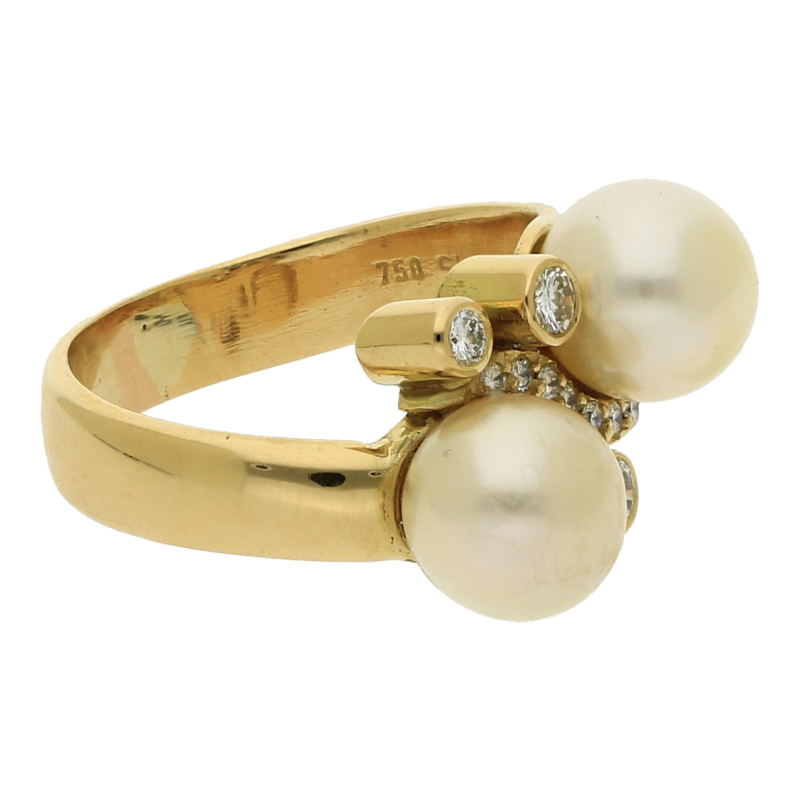 Zuchtperlen Brillant Ring 750/ 18 K Gold