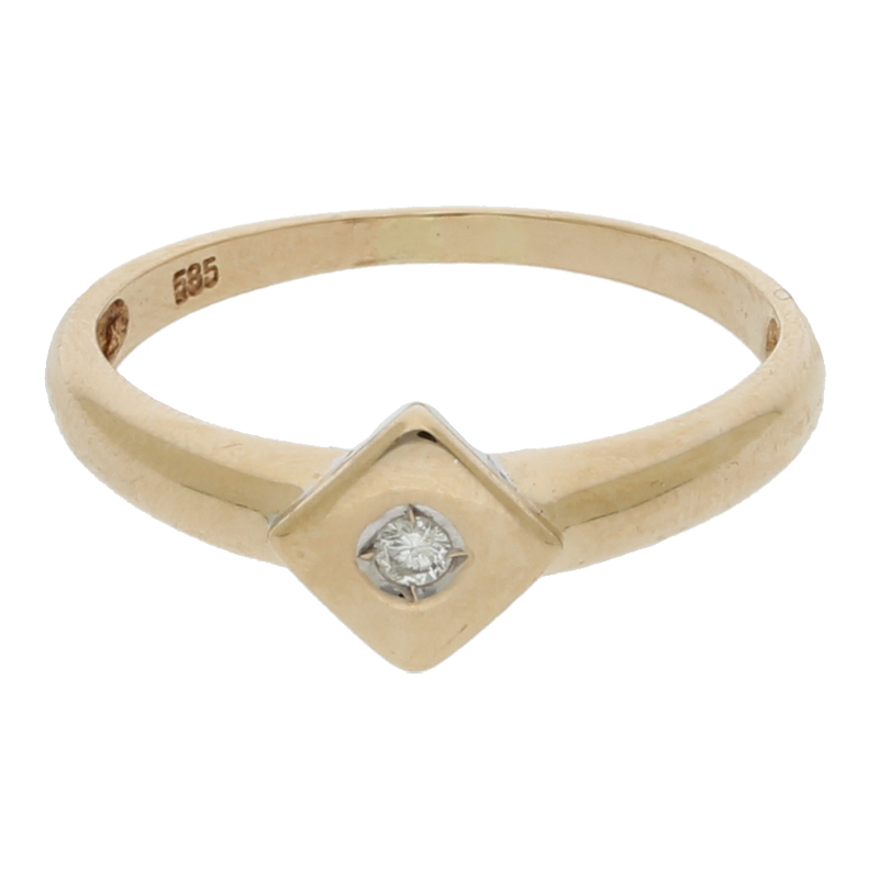 Solitärring 585/14 K Gelbgold 1 Brillant ca. 0,05ct.  (H) Weiß (Si) Kleine Einschlüsse
