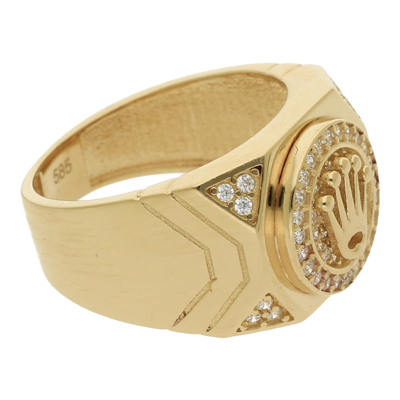 Ring Krone 585/14 K Gelbgold Zirkonia Weite 60