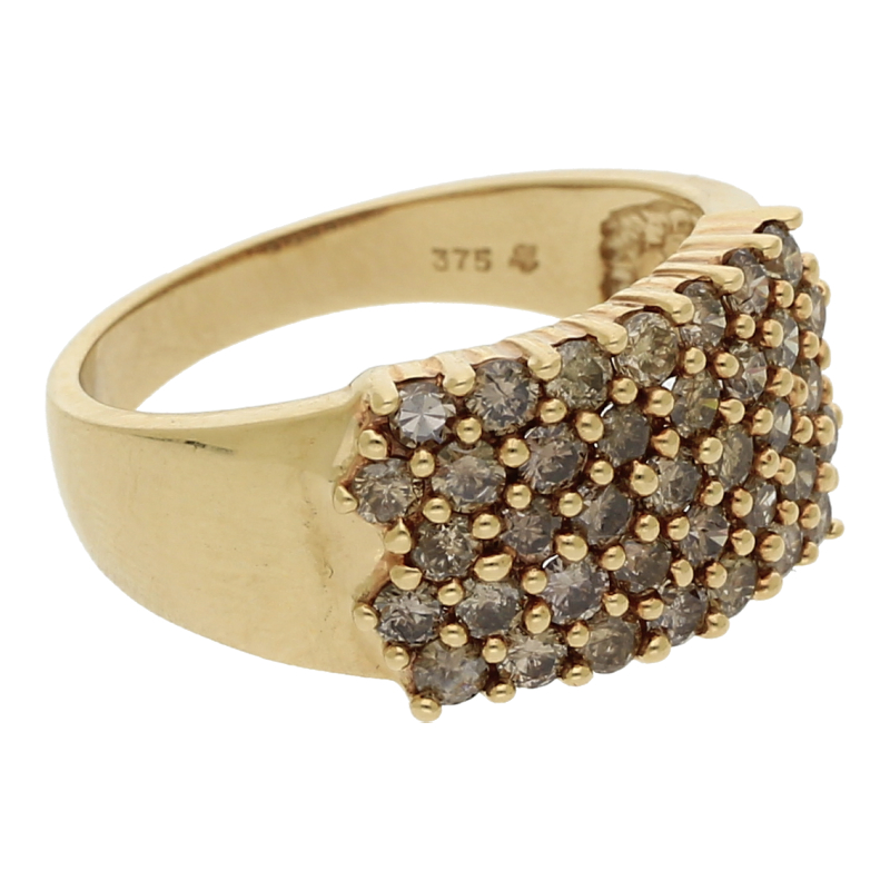 Ring mit braunen Brillanten 375/ 9 K Gold