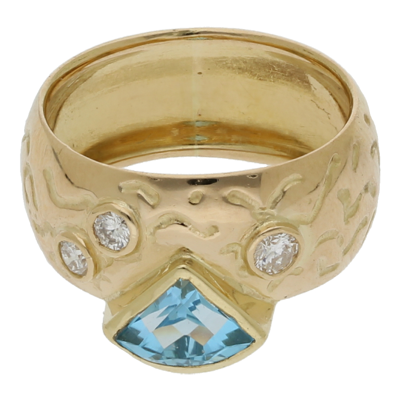 Blautopas Brillant Ring 750/ 18 K Gold