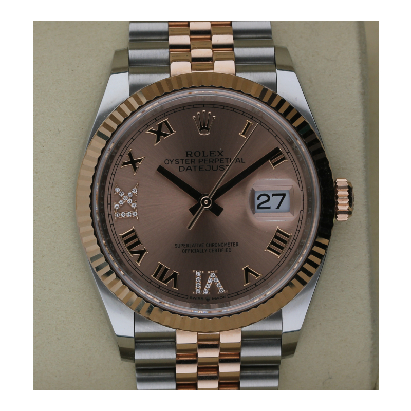 Rolex Datejust 36 126231 Stahl/Roségold Lachs Diamanten Römisch Jubilé 2025 Full Set
