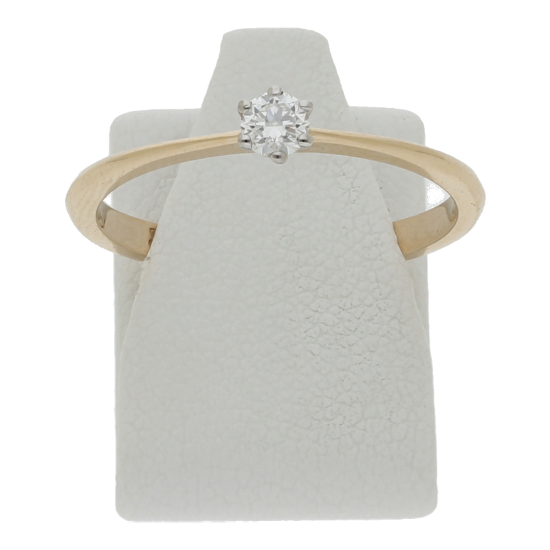 Diamantring 585/14 K Gelb-/Weißgold Brillanten Solitärring 1 Brillant ca. 0,14ct.  (H) Weiß (IF) Lupenrein