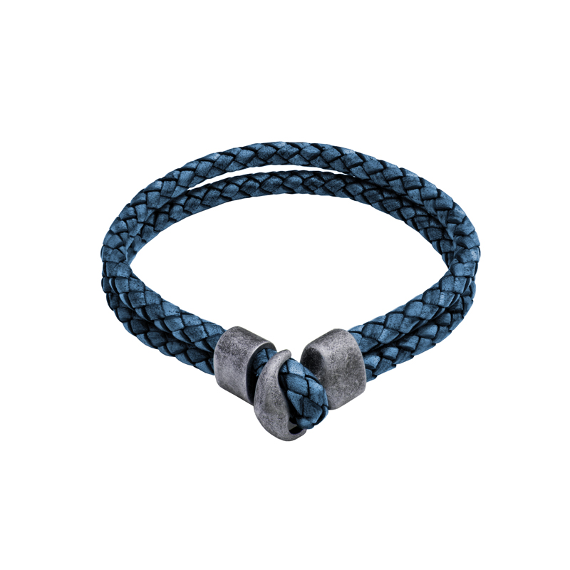 Herren Armband Edelstahl Leder 23 cm Länge