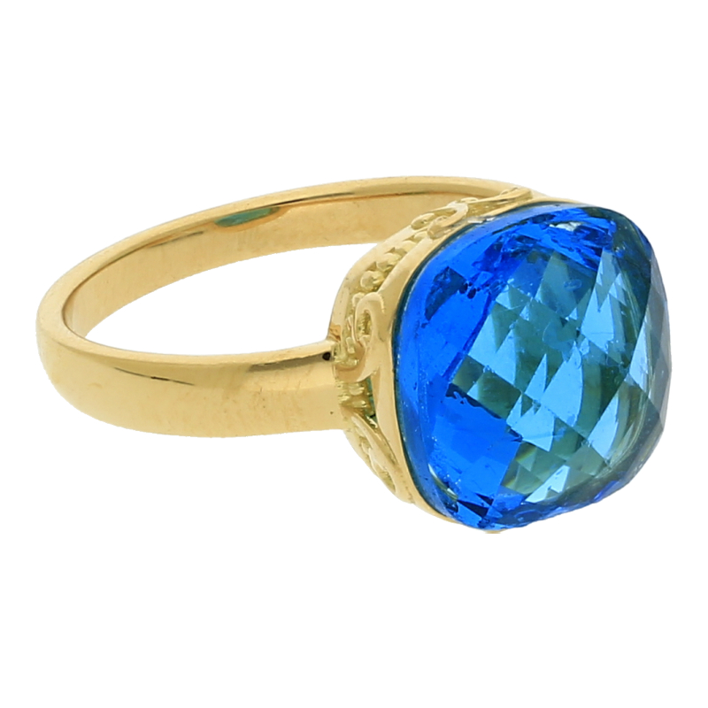 Farbsteinring 750 /18 K Gelbgold Farbsteine Cocktail Ring Weite 58