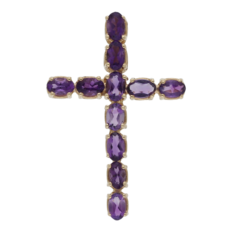 Amethyst Kreuz Anhänger 585/ 14 K Gold