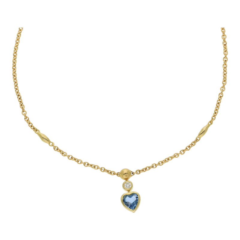 Blautopas Brillant Collier 585/ 14 K Gold