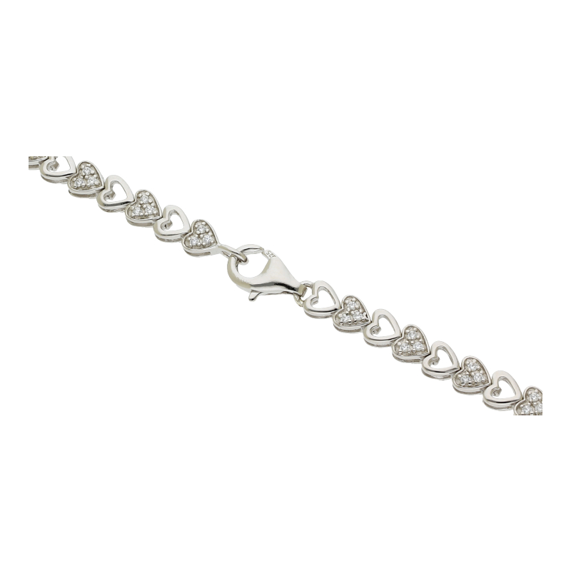 Herz Collier 42 cm Länge 925/ Silber