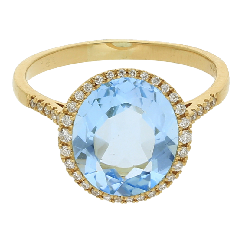 Moderner Topas Ring mit Brillanten 18K/750 Gold