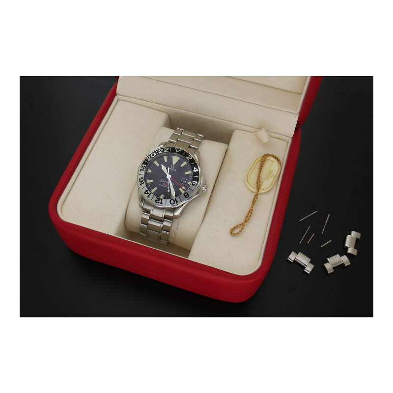 Omega Seamaster 300M GMT 2234.50.00 Stahl Black Dial Full Set 2003 Automatik