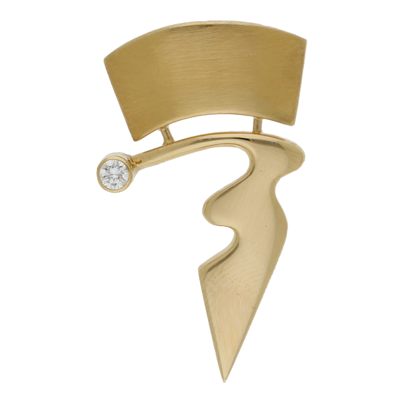 Diamantanhänger 750 /18 K Gelbgold 1 Brillant ca. 0,12ct.  (H) Weiß (Vs) Sehr kleine Einschlüsse Länge 3,6 cm Breite 2,0 cm